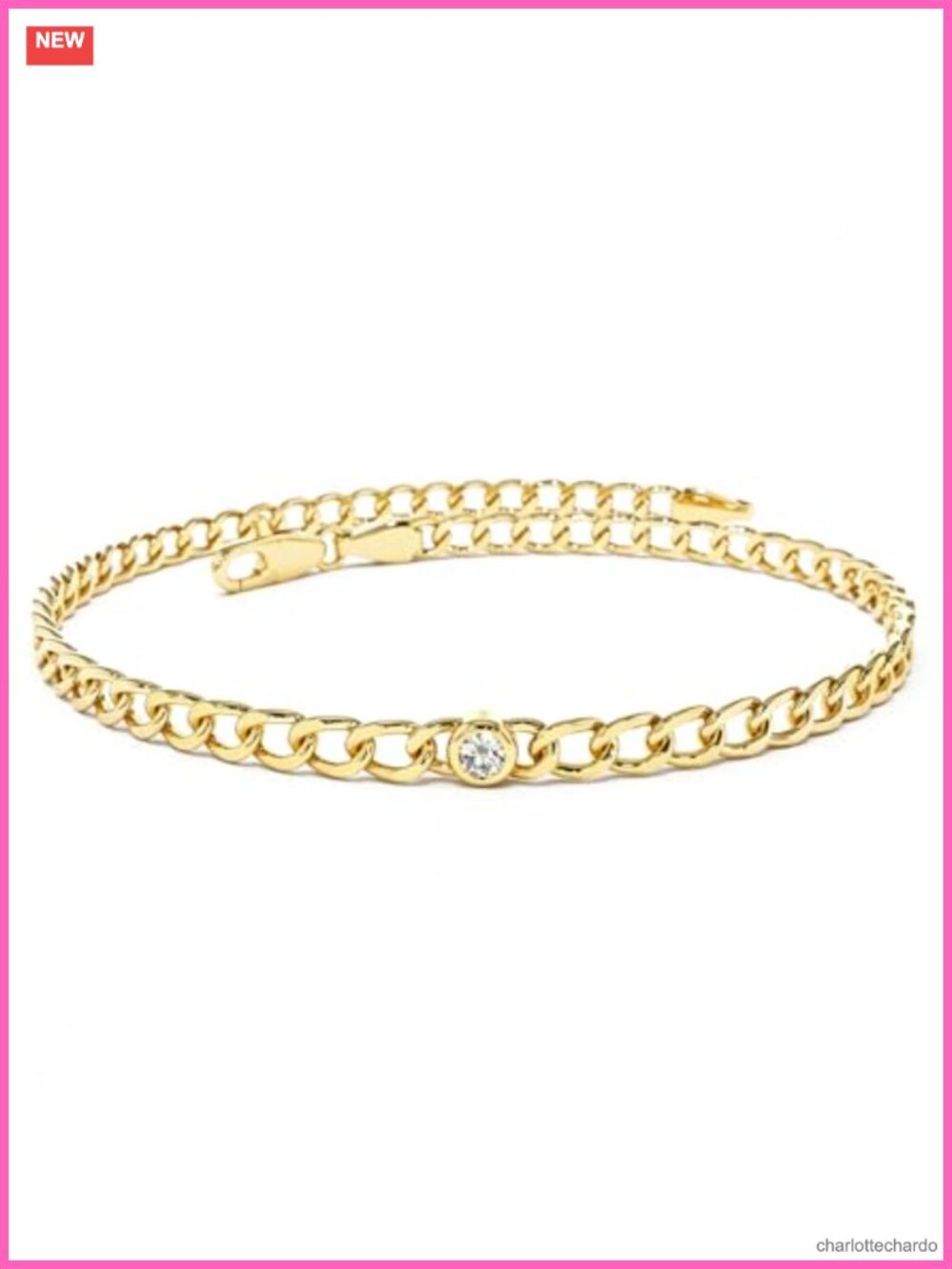14k Gold Filled Stackable Link Bracelet for Women with Cubic Zirconia -